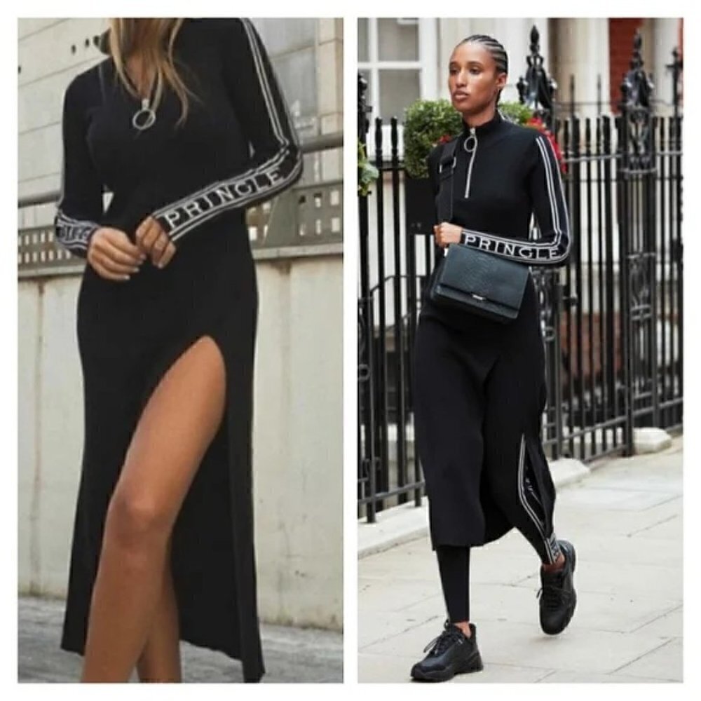 Pringle of Scotland Mock Turtleneck Black Ribbed Knit dress by H&M Size S